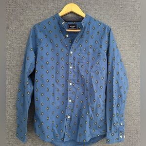 ByFord Casual Men’s Button Down Shirt with Blue and Yellow Design Size Medium